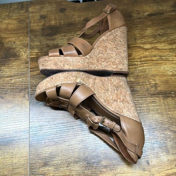Tory Burch Wendelle Leather Cork Wedge Sandals size 9 - Picture 4 of 8